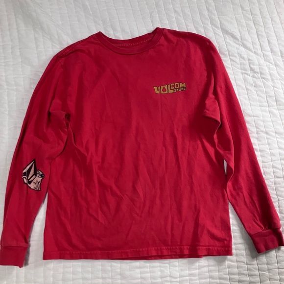 Volcom Red Long Sleeve Tee with Logo - Picture 1 of 8